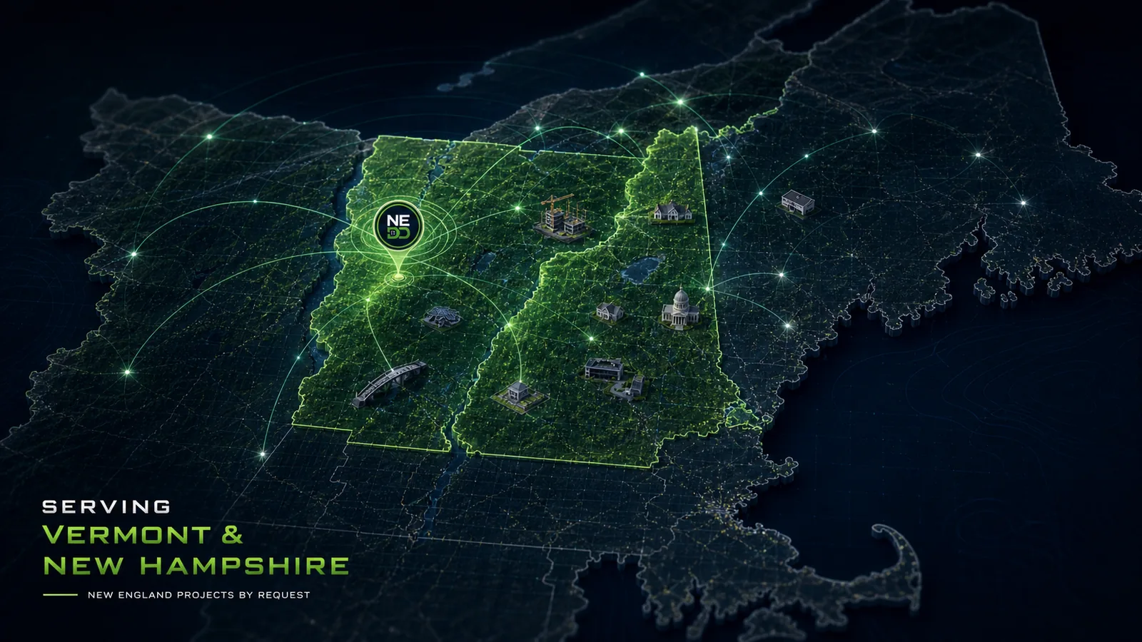 Vermont and New Hampshire drone data service area map